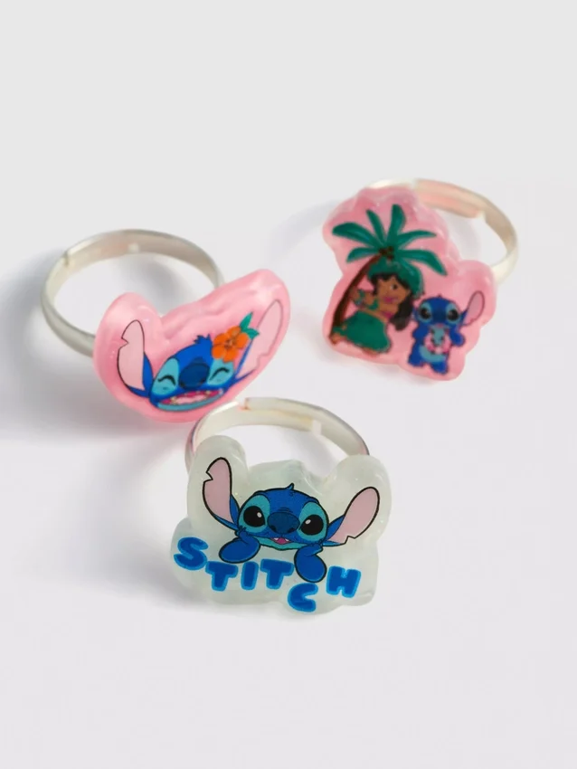 Paquete de 5 anillos con dijes de Stitch de Disney