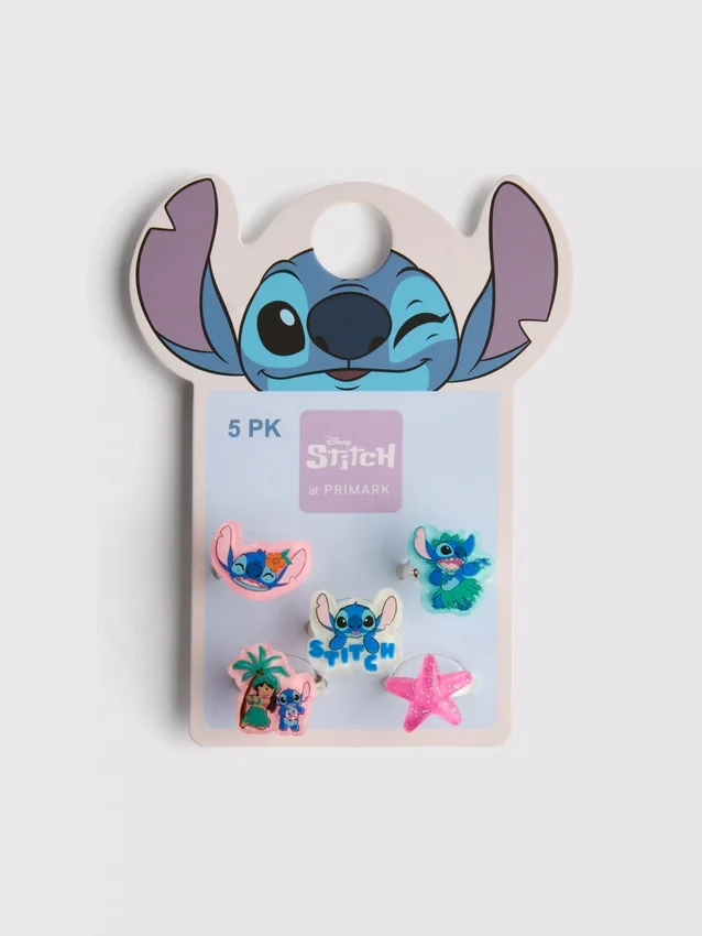 Paquete de 5 anillos con dijes de Stitch de Disney