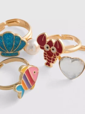Paquete de 5 anillos con dijes marinos