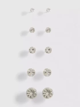 Paquete de 5 aretes con gemas