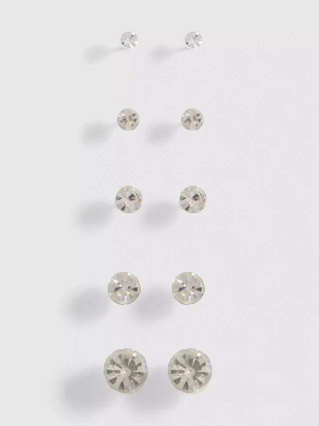 Paquete de 5 aretes con gemas