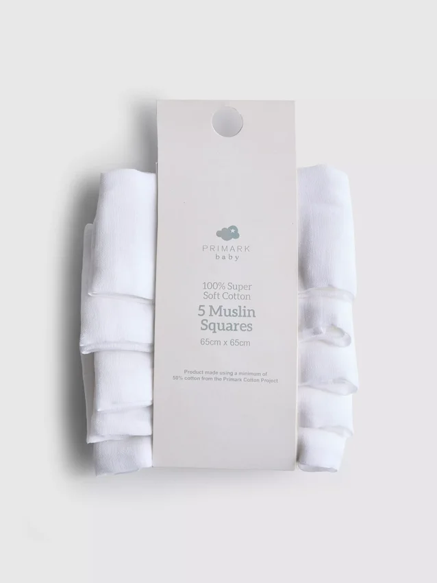 Paquete de 5 paños de muselina de algodón