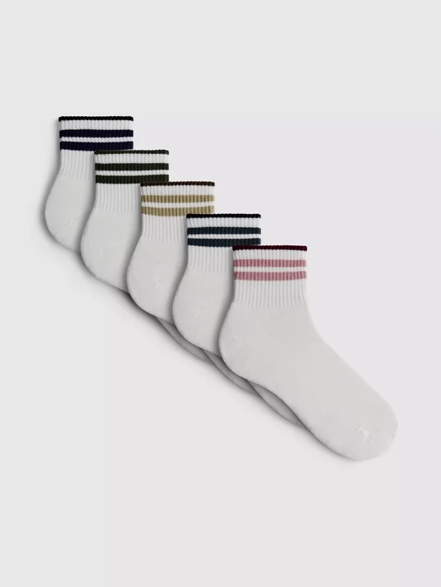 Paquete de 5 pares de calcetines cortos a rayas de colores