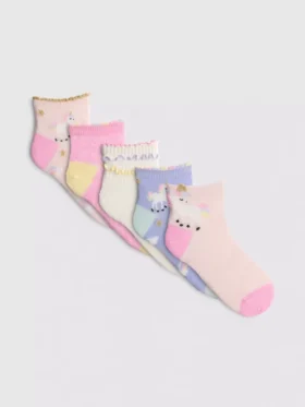 Paquete de 5 pares de calcetines cortos con diseño de unicornio