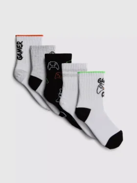 Paquete de 5 pares de calcetines cortos con diseño de videojuegos