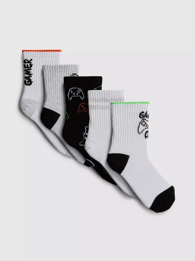 Paquete de 5 pares de calcetines cortos con diseño de videojuegos
