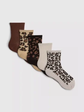 Paquete de 5 pares de calcetines cortos con estampado de animales