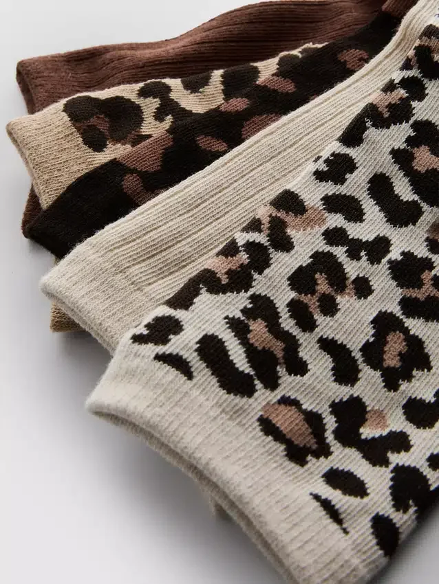 Paquete de 5 pares de calcetines cortos con estampado de animales