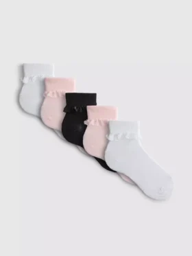 Paquete de 5 pares de calcetines de tobillo con ribete de tul