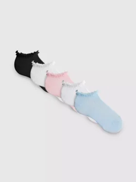 Paquete de 5 pares de calcetines de zapatillas con ribete de tul