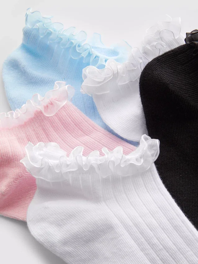 Paquete de 5 pares de calcetines de zapatillas con ribete de tul