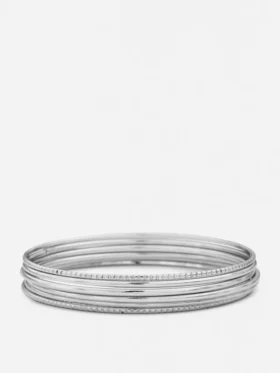 Paquete de 6 brazaletes de metal pulido
