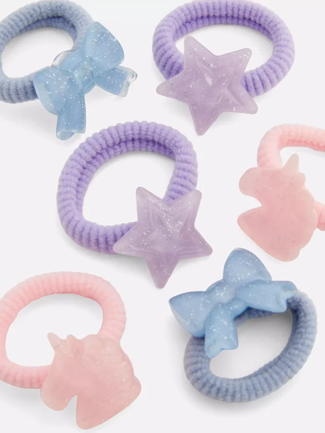 Paquete de 6 ligas para el cabello con dijes