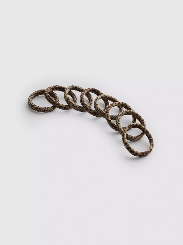 Paquete de 6 ligas para el cabello con estampado de leopardo