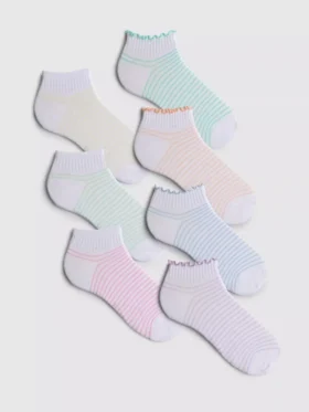Paquete de 7 calcetines de tobillo con rayas multicolores