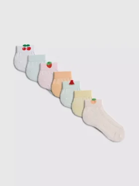 Paquete de 7 pares de calcetines cortos con estampado de frutas