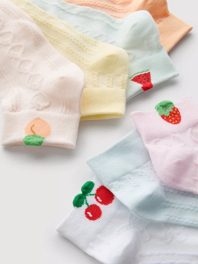 Paquete de 7 pares de calcetines cortos con estampado de frutas