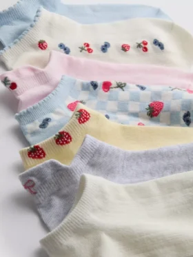 Paquete de 7 pares de calcetines cortos con estampado de frutas