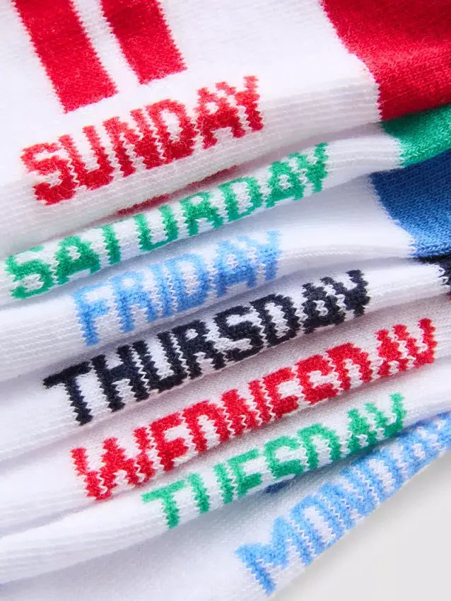 Paquete de 7 pares de calcetines cortos con los días de la semana