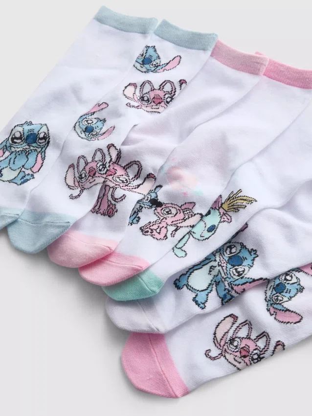 Paquete de 7 pares de calcetines cortos de Disney con el personaje Stitch