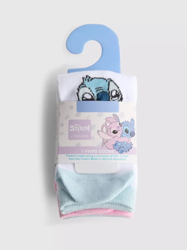 Paquete de 7 pares de calcetines cortos de Disney con el personaje Stitch