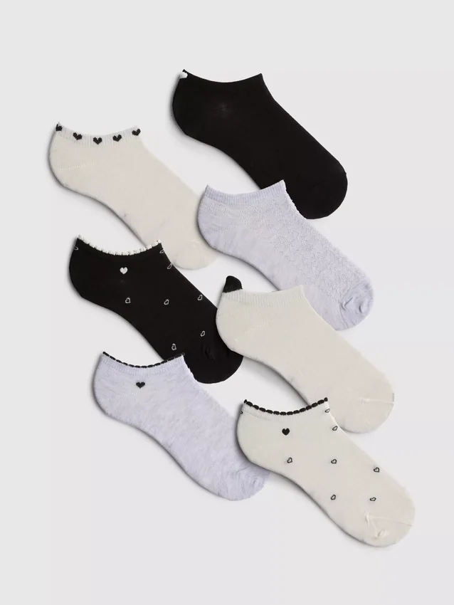 Paquete de 7 pares de calcetines de zapatillas con corazones
