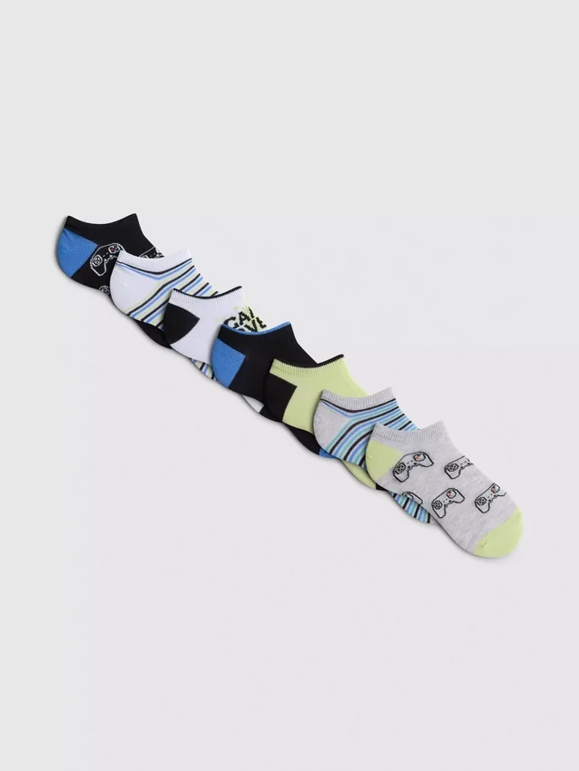 Paquete de 7 pares de calcetines de zapatillas deportivos con diseños de juegos