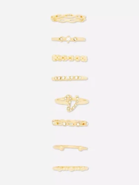 Paquete de 8 anillos con iniciales de strass
