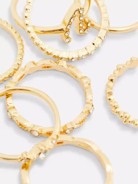 Paquete de 8 anillos con iniciales de strass