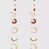 Paquete de 9 pares de aretes de botón y aros