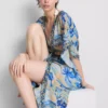 Pareo de playa midi estampado con corte cruzado