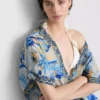 Pareo de playa midi estampado con corte cruzado