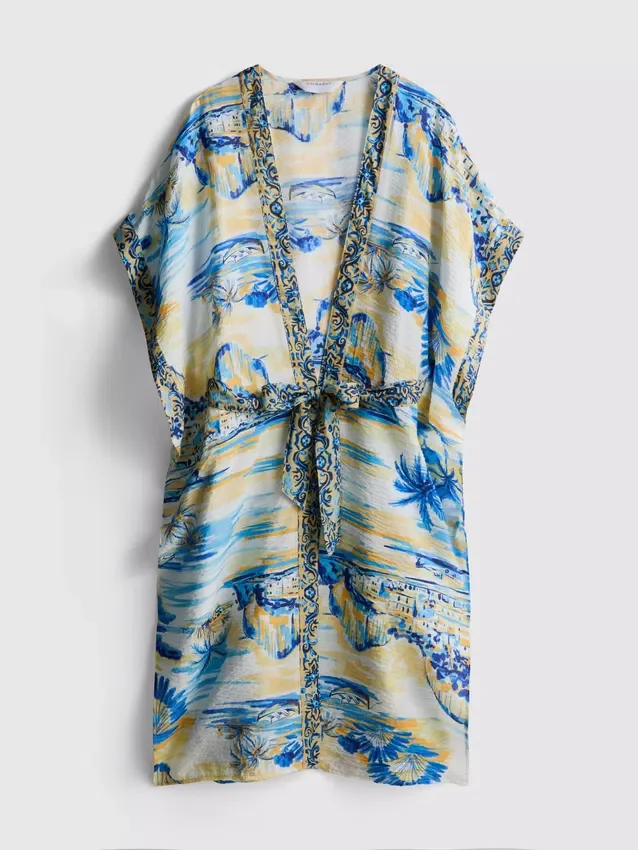 Pareo de playa midi estampado con corte cruzado