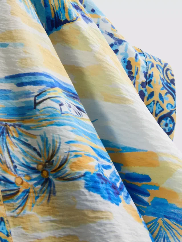 Pareo de playa midi estampado con corte cruzado