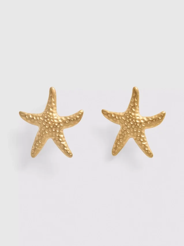 Pendientes de botón con forma de estrella de mar resistentes al agua
