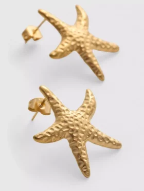 Pendientes de botón con forma de estrella de mar resistentes al agua
