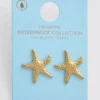 Pendientes de botón con forma de estrella de mar resistentes al agua