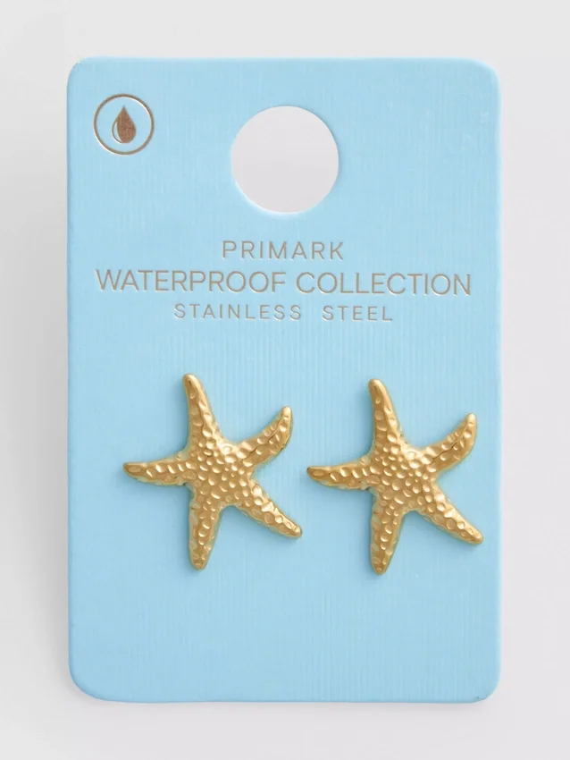 Pendientes de botón con forma de estrella de mar resistentes al agua