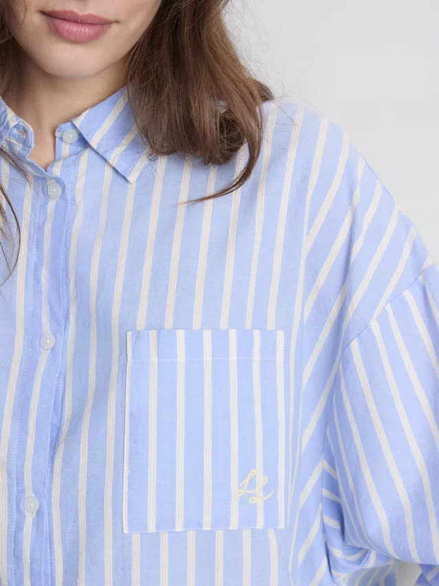 Pijama de algodón a rayas estilo Oxford