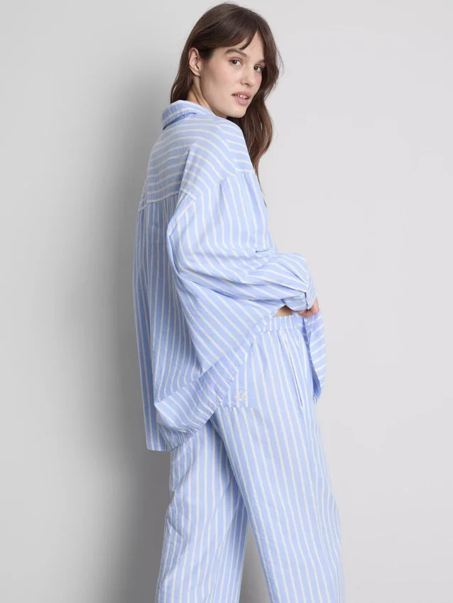 Pijama de algodón a rayas estilo Oxford