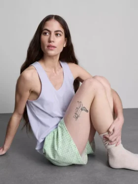 Pijama de camiseta sin mangas y pantalones cortos de algodón