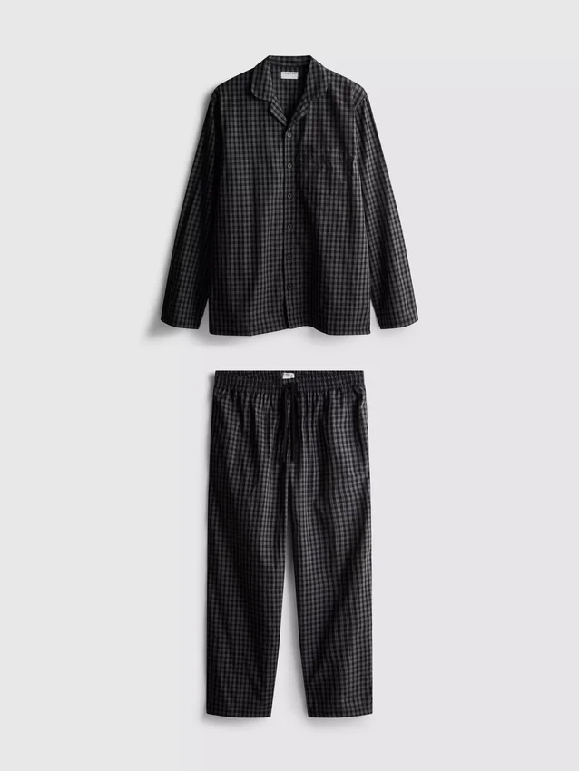 Pijama largo de popelín a cuadros