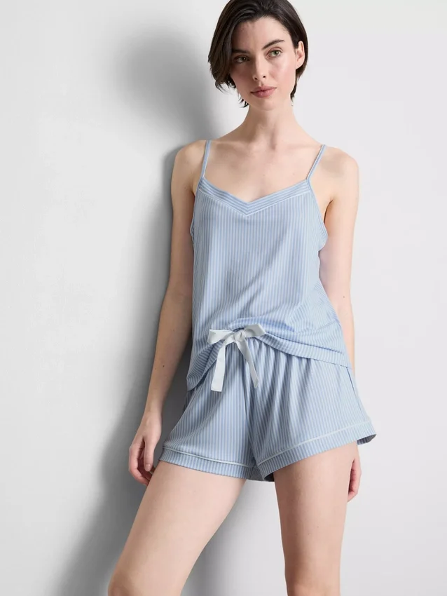 Pijamas cortos con camiseta de tirantes a rayas