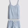 Pijamas cortos con camiseta de tirantes a rayas