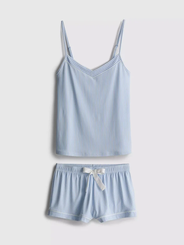 Pijamas cortos con camiseta de tirantes a rayas