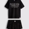 Pijamas cortos con el eslogan «El diablo viste de Prada»