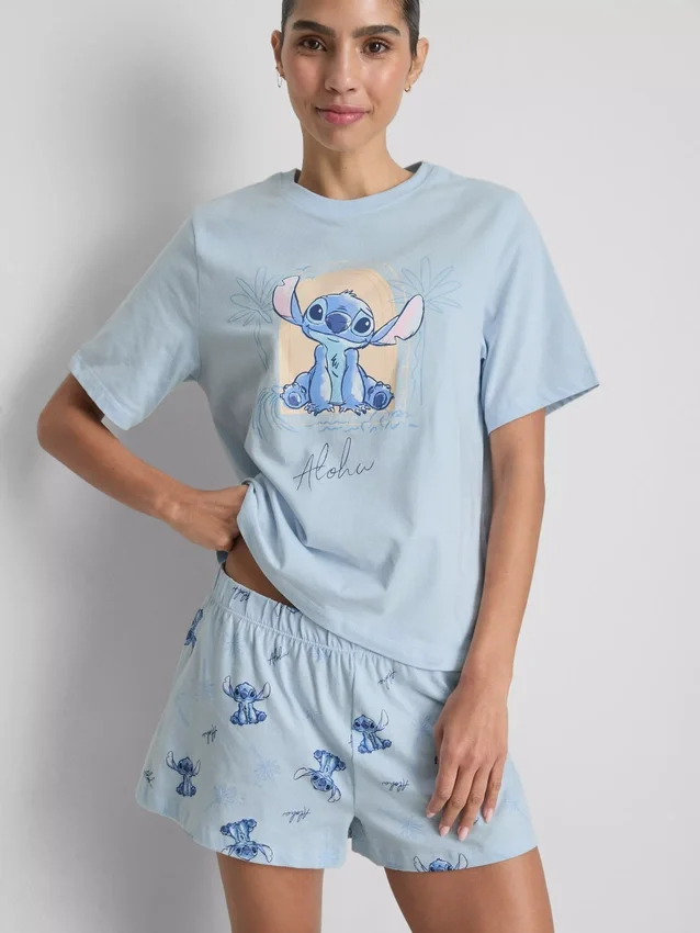 Pijamas cortos de algodón con diseño de Stitch de Disney