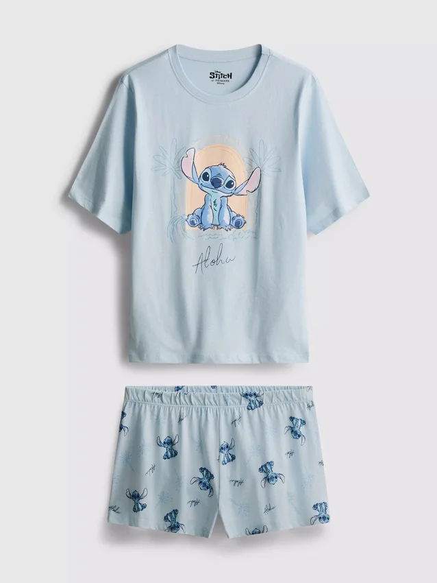 Pijamas cortos de algodón con diseño de Stitch de Disney