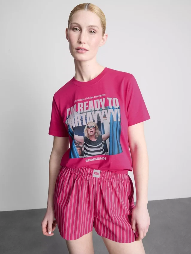 Pijamas cortos de algodón con estampado gráfico para damas de honor