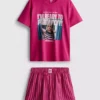 Pijamas cortos de algodón con estampado gráfico para damas de honor